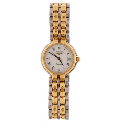 3241 - Longines, ladies Longines quartz wristwatch with date aperture, the case numbered 7063, 22mm in diam... 