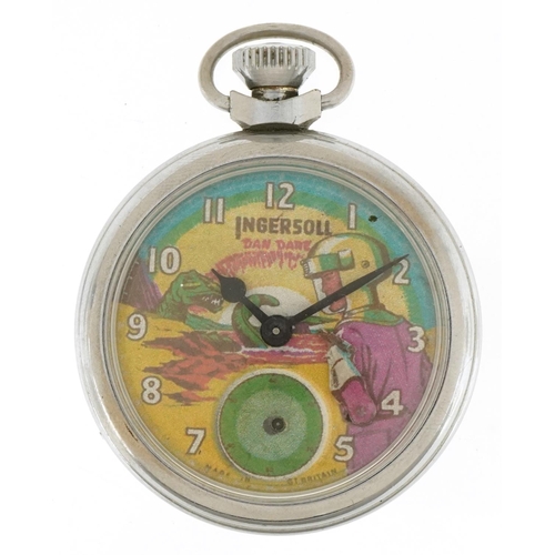 3290 - Ingersoll, vintage Dan Dare pocket watch with moving arm and subsidiary dial, the movement numbered ... 