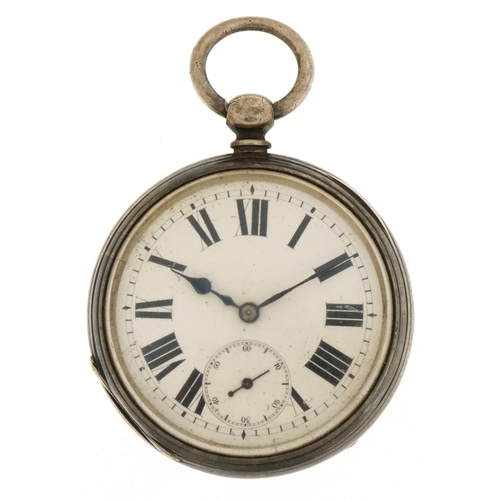 3330 - Victorian gentlemen's silver open face key wind pocket watch having enamelled and subsidiary dials w... 