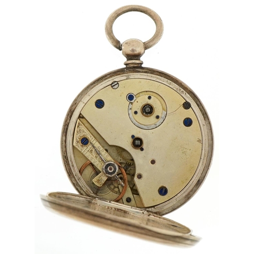 3330 - Victorian gentlemen's silver open face key wind pocket watch having enamelled and subsidiary dials w... 