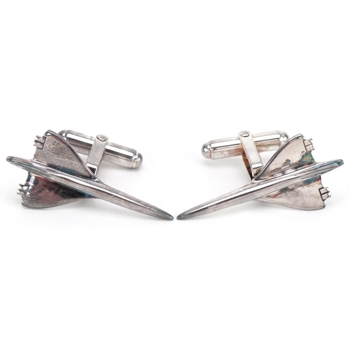 3440 - Links of London, pair of silver Concorde cufflinks, each 3.5cm wide, total 9.8g