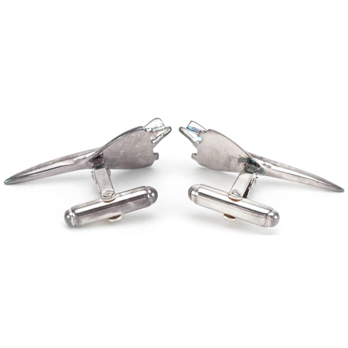 3440 - Links of London, pair of silver Concorde cufflinks, each 3.5cm wide, total 9.8g