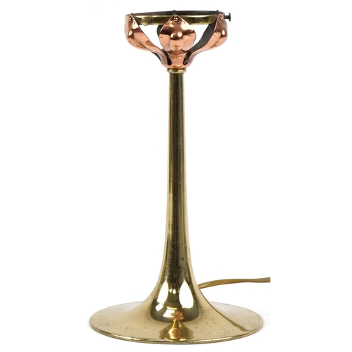 138 - Arts & Crafts copper and brass lampbase, 28cm high