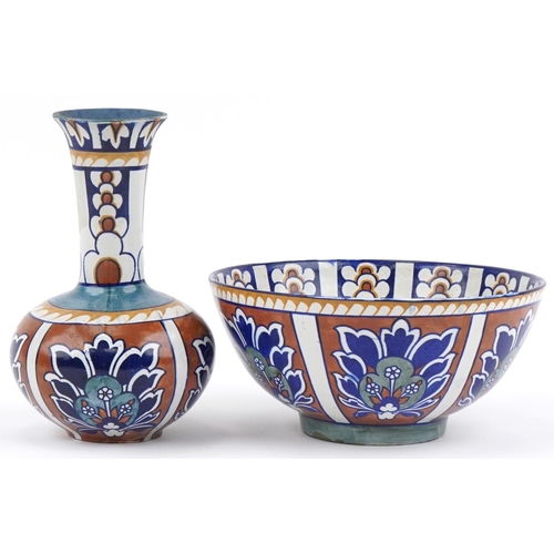 204 - Charlotte/Fredrick Rhead for Bursley Ware Baghdad vase and bowl, the largest 27cm high