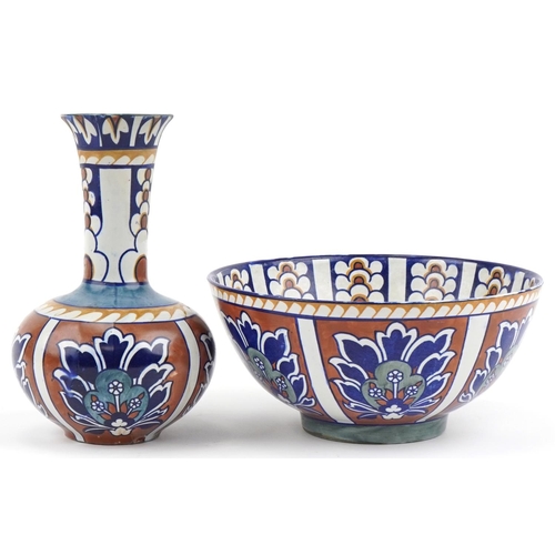 204 - Charlotte/Fredrick Rhead for Bursley Ware Baghdad vase and bowl, the largest 27cm high