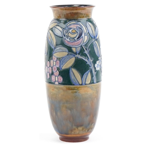 268 - Royal Doulton Art Nouveau vase By Harry Simeon, numbered 1463 and initialled to the base, 35cm high