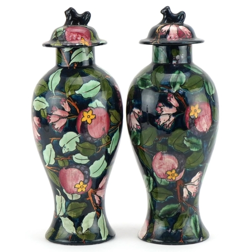 221 - Pair of Charlotte Rhead for Bursley Ware Arras design ginger jars and covers, each 29cm high