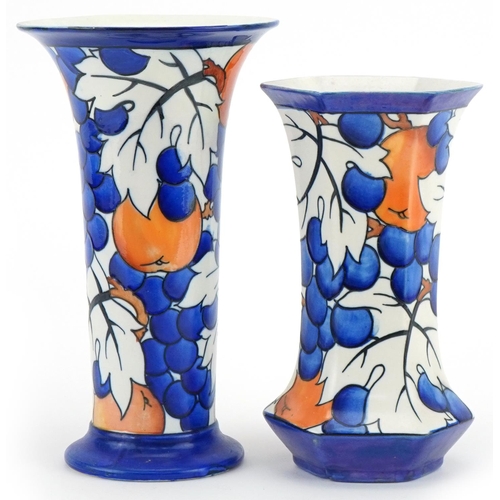 219 - Two Charlotte Rhead Burleigh Ware vine pattern vases numbered 4347 with signatures to the bases, the... 