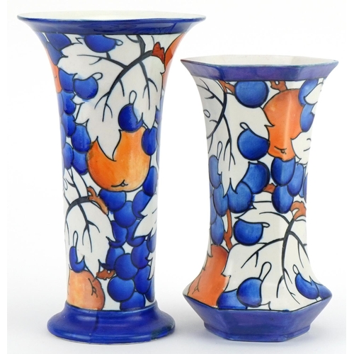 219 - Two Charlotte Rhead Burleigh Ware vine pattern vases numbered 4347 with signatures to the bases, the... 