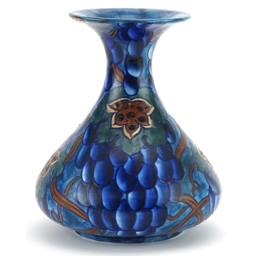 297 - Charlotte Rhead for Bursley Ware Blue Grapes vase, numbered 585 to the base, 21cm high