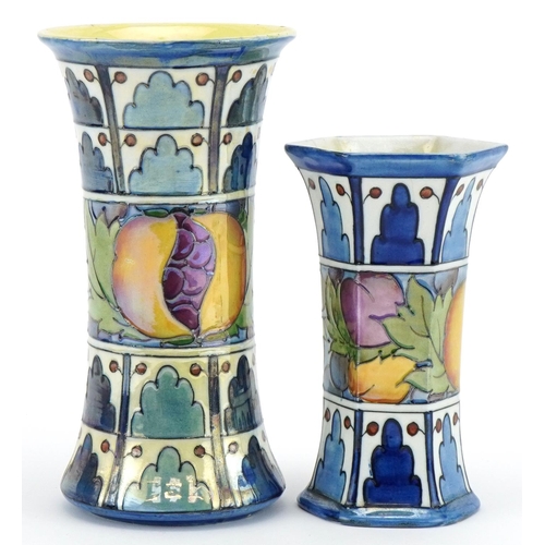 216 - Charlotte Rhead for Burleigh Ware Fruit Lustre vase numbered 4348 together with a smaller example nu... 