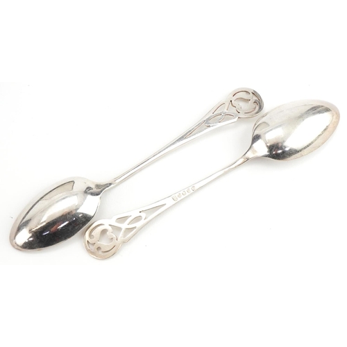 1276A - Boxed set of J S & S Art Nouveau silver plated teaspoons and sugar tongs