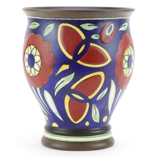 477 - Gouda floral pottery vase Lafon, numbered 160 Gouda and Made in Holland to the base, 23cm high