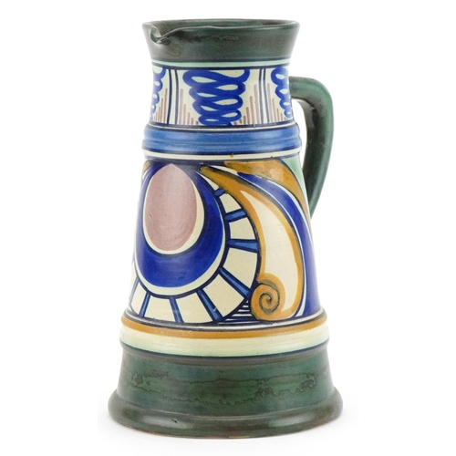 478 - Gouda stylized jug, Damascus, numbered 061 to the base, 24cm high