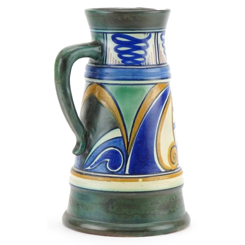 478 - Gouda stylized jug, Damascus, numbered 061 to the base, 24cm high