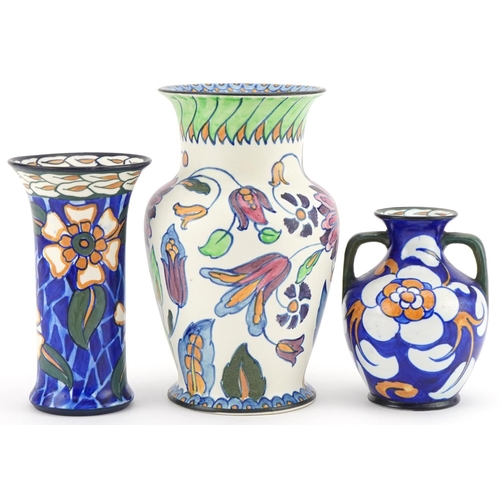 314 - Charlotte Rhead for Wardle Siam vase together with two vases numbered 303 and 301 to the bases, the ... 