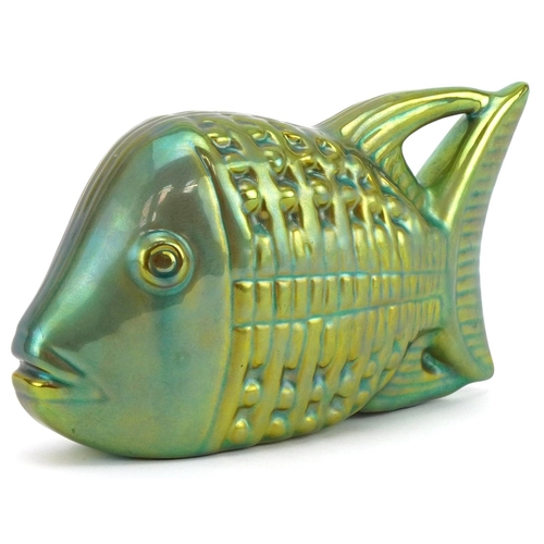 476A - Zsolnay, Hungarian porcelain lustre fish, circa 1970, 18cm in length