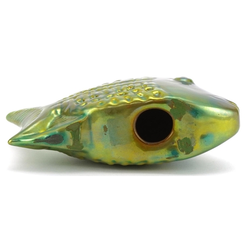 476A - Zsolnay, Hungarian porcelain lustre fish, circa 1970, 18cm in length