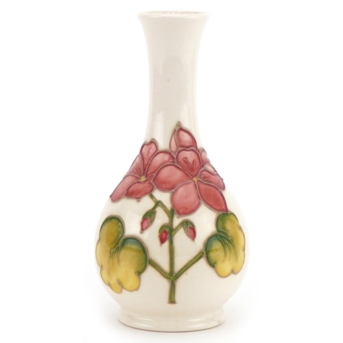 365A - Moorcroft Geranium pattern vase, 16cm high