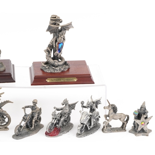 2149 - Collection of Myth & Magic pewter figures by the Tudor Mint and WAPW, including The Dragon of the Un... 