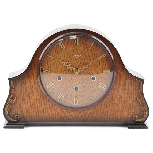 2181 - Smiths oak cased mantle clock with Westminster chime, 31cm wide