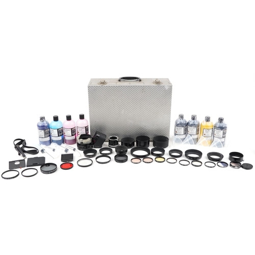 1559 - Collection of camera lenses and filters and a selection of Marrutt professional photographic inkjet ... 