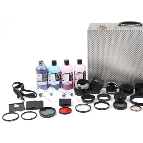 1559 - Collection of camera lenses and filters and a selection of Marrutt professional photographic inkjet ... 