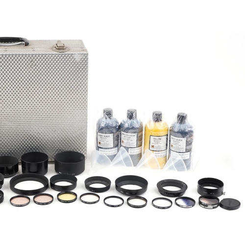 1559 - Collection of camera lenses and filters and a selection of Marrutt professional photographic inkjet ... 