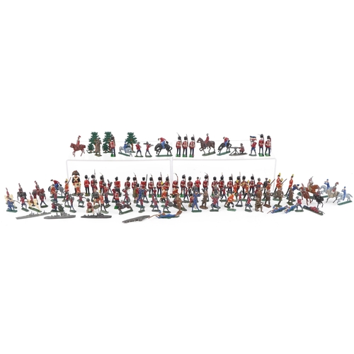 2318 - Large collection of vintage hand painted lead soldiers and boats, the largest 8.5cm in length