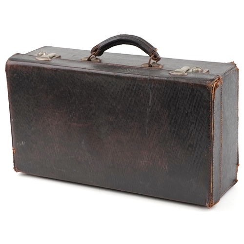 1381 - Vintage Cheney brown leather travelling doctor's case with instruments, the case marked Allen & Hanb... 