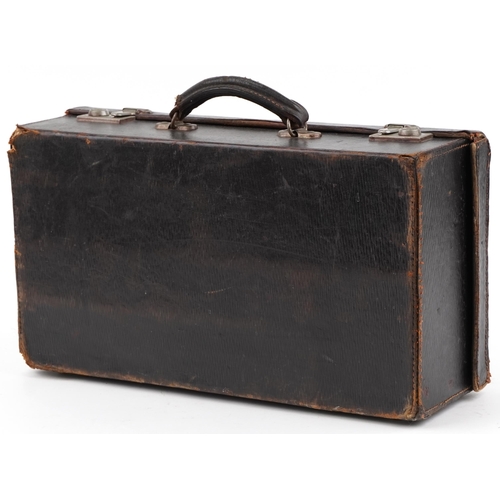 1381 - Vintage Cheney brown leather travelling doctor's case with instruments, the case marked Allen & Hanb... 