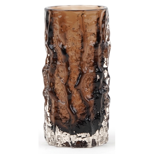 401A - Geoffrey Baxter for Whitefriars, cinnamon brown bark glass vase, 15cm high