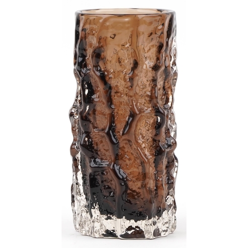 401A - Geoffrey Baxter for Whitefriars, cinnamon brown bark glass vase, 15cm high