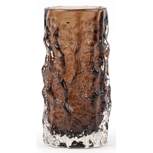 401A - Geoffrey Baxter for Whitefriars, cinnamon brown bark glass vase, 15cm high