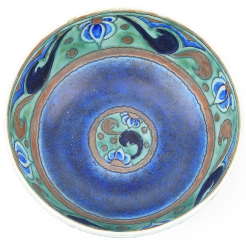 2213A - Crown Devon Grecian pattern hand painted footed bowl, 22.5cm in diameter