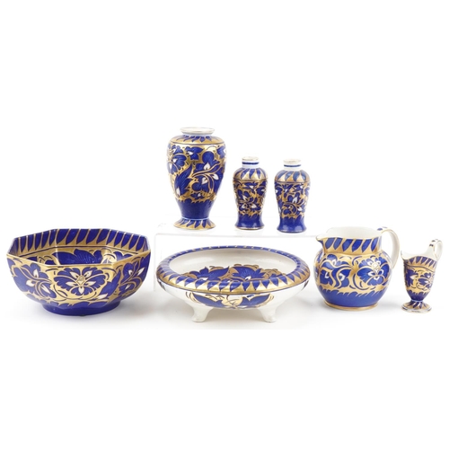 201 - Charlotte Rhead for Bursley Ware Arabian pattern ceramics including two bowls, vase and jugs, the la... 