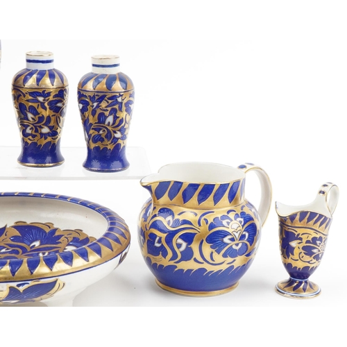 201 - Charlotte Rhead for Bursley Ware Arabian pattern ceramics including two bowls, vase and jugs, the la... 