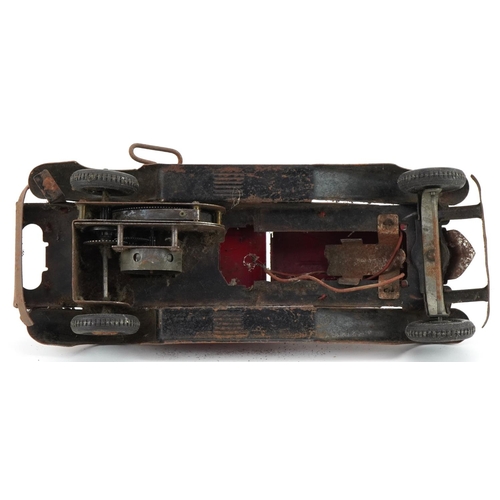 2317 - American Fire Chief tinplate clockwork car, trademark The Hoge MFG.co.inc. New York pat.pend, 37cm i... 