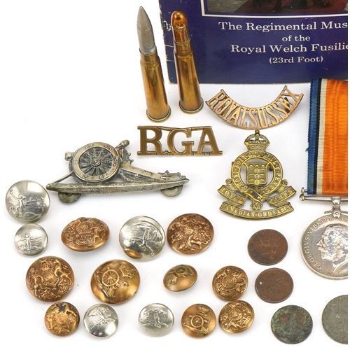 2529 - British military World War I medals awarded to GNR.J.A.MC.CONNEY R.A. together with dog tags, police... 