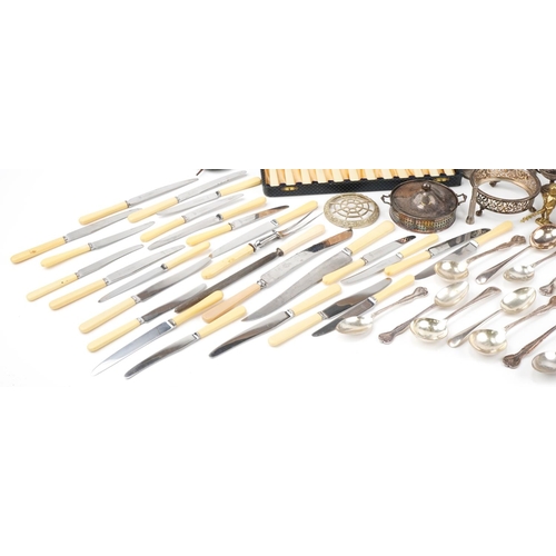 2246 - Large collection of silver plated cutlery and sundry items, some with ivorine handles, including Pos... 