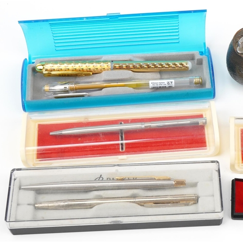 2201 - Vintage and later pens and smoking items including ballpoint pens, fountain pens, pocket lighters an... 