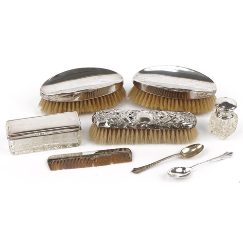 1247 - Victorian and later silver including pair of silver backed clothes brushes, various hallmarks, the l... 