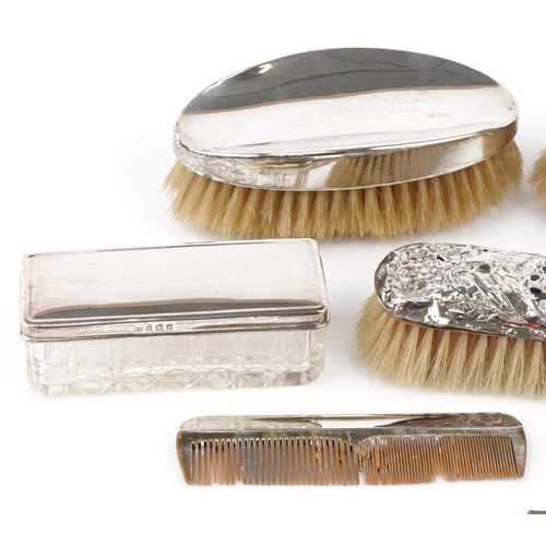 1247 - Victorian and later silver including pair of silver backed clothes brushes, various hallmarks, the l... 