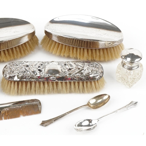 1247 - Victorian and later silver including pair of silver backed clothes brushes, various hallmarks, the l... 