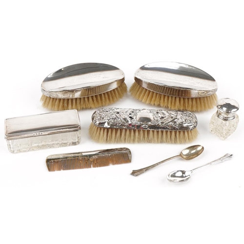 1247 - Victorian and later silver including pair of silver backed clothes brushes, various hallmarks, the l... 