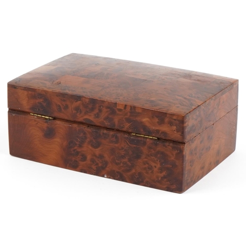 1172 - Bird's eye maple jewellery box with hinged lid, 9cm H x 22cm W x 14.5cm D