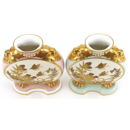 1248 - Two Victorian aesthetic Davenport porcelain vases, retailed by Maple & Co, each hand painted and gil... 