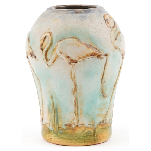 435 - Denby Danesby Ware flamingo vase, 24cm high