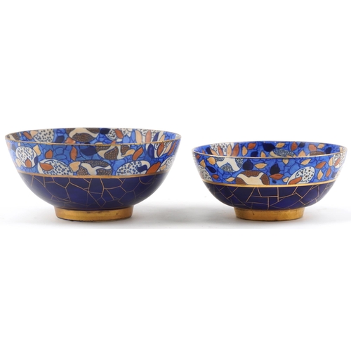 310 - Two Charlotte Rhead for Bursley Ware stylized floral bowls numbered 1288 to the bases, the largest 2... 