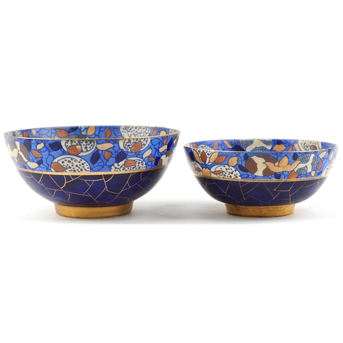 310 - Two Charlotte Rhead for Bursley Ware stylized floral bowls numbered 1288 to the bases, the largest 2... 